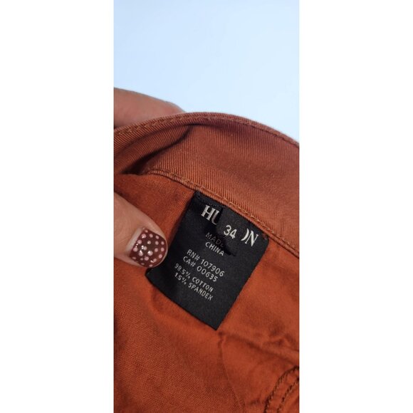 Hudson Byron Straight Jeans Mens 34 Orange Denim Classic Fit Stretch Five Pocket - Picture 10 of 11